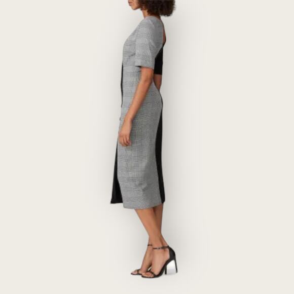 Fame and Partners Everly Colorblock Sheath Dress Black US Size 10 Plaid Two-Tone - Picture 7 of 13